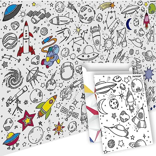 PACKLIST® Poster da Colorare XXL Spazio | Attività Creativa Gigante per Bambini | Pianeti, Galassie, Razzi | Divertimento Educativo per Ore | Ideale per la Cameretta.
