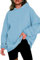 NEYOUQE Pullover Damen Winter Langarm Einfarbig Sweatshirts & Kapuzenpullover Fleece Gefüttert Soft Essentials Hoodie Damen Oversize Blau XXL 50-52