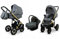 BabyLux® Bambimo Kinderwagen Set 3 in 1 - Sky Lark - incl. Babywanne, Buggy Sportsitz, Auto-Babyschale - Autositz - Kinderwagenset - Kombikinderwagen mit Wickeltasche, Regenschutz usw.