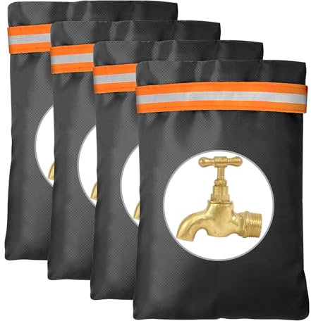 Vicloon Leuchtstreifen Außen Wasserhahn Abdeckung,4 Stück Verdickung Außen Wasserhahn Abdeckung, Wasserdicht, Frostschutz, Thermoschutz für Garten Wasserhahn(orange)