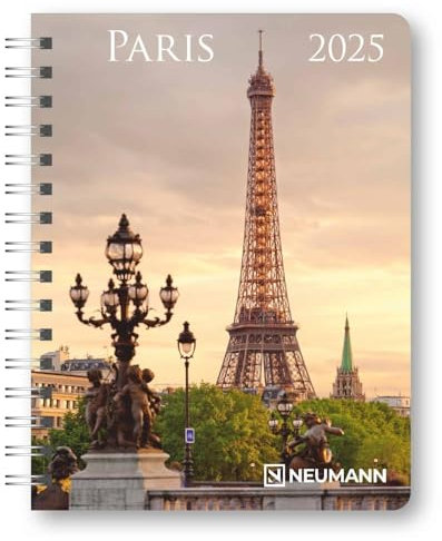 N NEUMANNVERLAGE - Paris 2025 Diary, 16,5x21,6cm, Taschenkalender mit zwölf Bildseiten und Notizseiten, herausnehmbaren Planer, Jahres- und Monatsübersicht und internationales Kalendarium: Diary