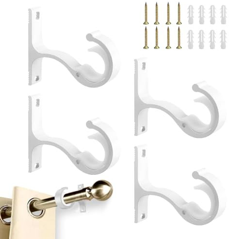 LIMITADA 4 Pz Staffa da Soffitto Bastone per Tende, Staffe per Asta di Tenda con Viti, Supporto per Tende da Soffitto in Lega di Alluminio, Staffa Asta di Tenda, Staffe da Parete per Tende Metalliche