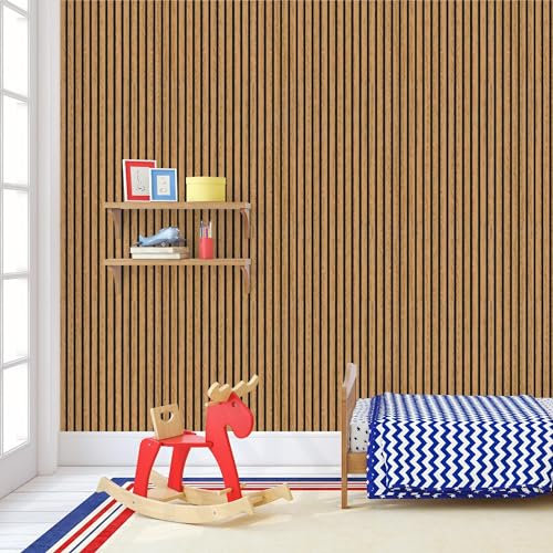 WondaWall Acoustic Slat Wall Panel Decorative Wood MDF Slatted 3D 2400mm x 600mm (English Oak)