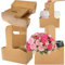 25 Pack 2 Cup Drink Carrier with Handle 2 or 4 Cup Kraft Paperboard Drink Cup Carrier for Delivery Coffee Beverage Cup Holder Floral Wrap Packing Box Birthday Mother's Day Graduation Party Gift Decor