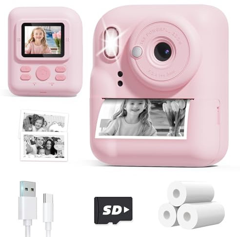 YORKOO Sofortbildkamera für Kinder, 48MP/1080P Digitalkamera mit 1300mAh Batterie, Sofortdruck Kamera Papier & Karte, Geburtstag Weihnachten Geschenk für Mädchen und Jungen 3 4 5 6 7 8 10 12 Jahre