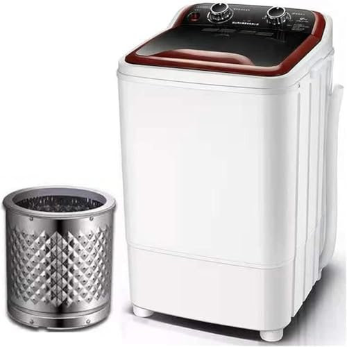 7 Kg Portable Single-Tub Washing Machine - Mini With Drain Basket | Ideal For Apartments, Camping, Dorm Room | 400W Washing Power(Color:Brown)