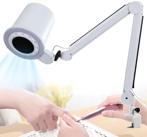 Vacuum Nail Dust Collector Adjustable Suction for Pedicure & Manicure Professional Nail Dust Extractor with Dimmable LED and Table Mount