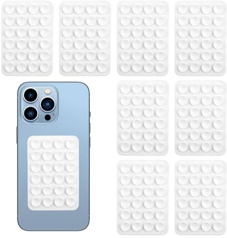 8 Pezzi Ventose in Silicone per Cellulare, Custodia per Telefono con Ventosa, Universale Supporti Antiscivolo Adesivi con Ventosa, per Doccia, Video e Selfie (Bianco)
