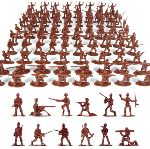 Larfraecy 100 Stück Mini Soldaten Actionfiguren Menschen Spielfiguren,Militärisches Plastikspielzeug-Set Militär Soldaten Spielset Armymen Figuren Perfekt für Jungen im Alter von 3+ (Rot)