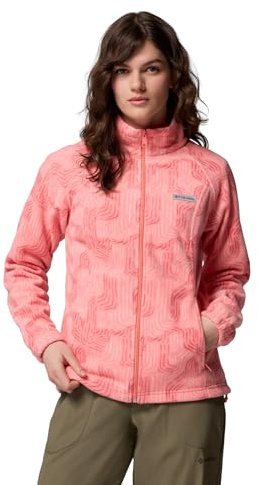 Columbia Women's Benton Springs Printed Full Zip, Full Zip Fleece Jacket, Alpenglow Flowfalls, L