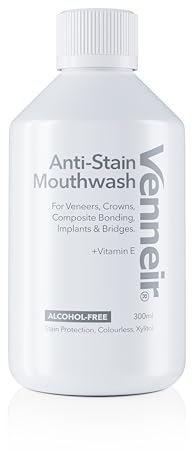 Venneir® Anti-Stain, Alcohol-Free Mouthwash for Veneers, Implants, Bonding & Crowns — Protects Dental Work, Prevents Stains, No Discoloration, Alcohol-Free, Enamel-Safe, Vegan, Vitamin E & Aloe