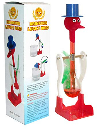 Ghzste Non Stop Liquide En Verre À Boire Oiseau Bobbing Magie Blague Jouet Développement Interactif Jouet Éducatif pour Enfants et Adultes (Rouge)