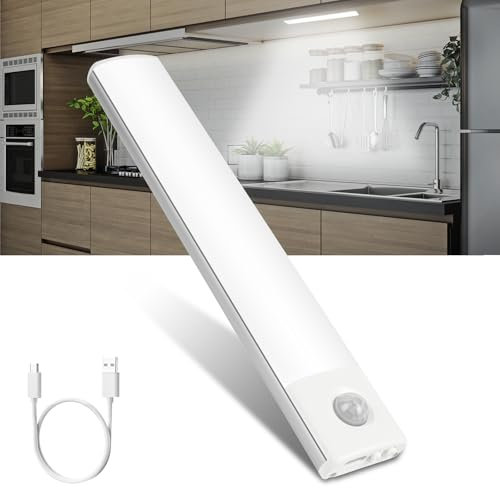 Vicloon Luce Armadio LED, Sensore Batteria Armadio Lampada, 20CM Magnetica Ricaricabile Luce LED Sottopensile, Dimmerabile Lampada per Cucina Scale Soggiorno Bagno Camere da Letto