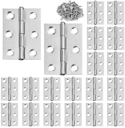 20 Stück Scharniere Klappbar, 44mm × 30mm, Edelstahl Scharnier, Türscharnier, Klavierband Scharnieren, Scharnierband für Türen, Fenster, Schränke