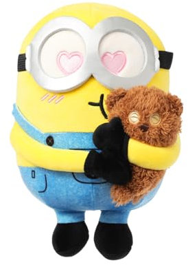 MINISO Minions Kuscheltier, 8 inch Bob Tim Plüschtier Klein, Niedliches Minions Kuscheltier zum Kuscheln und Spielen, Weiche Kuscheltier mit Bob Hält Tim, Pudgy Minion Plush für Geburtstag Geschenk