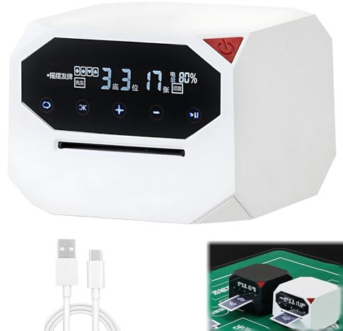 Sxhlseller Automatischer Kartengeber und Mischer mit Leisem Motor und Wiederaufladbarem Benutzerdefinierte Modi für Poker, Bridge und Familienspiele mit 8 Spielern (White)