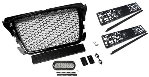 Set griglia radiatore, supporto PDC e emblema, 2 portatarga compatibili con Audi A3 8P 08-13