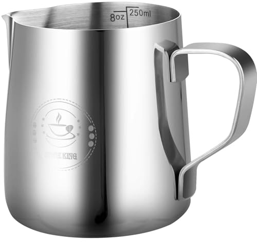 250ml Stainless Steel Milk Frothing Pitcher – Espresso Steaming Pitchers 8 Oz, Precision Pouring for Perfect Latte Art, Frother cup, Coffee Cappuccino Jug with Decorating Arts Pen