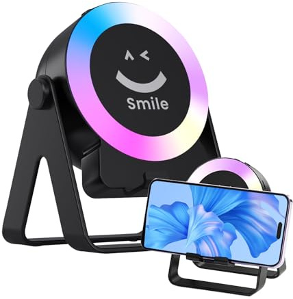 Small Speaker - Travel Speaker with Phone Holder and Light - Long Battery Life Tech Gadgets, Smart Sensing Clear Sound Electronics for Home Pool Dorm Room Office