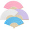 Leikedun 4 Pack Paper Fans, Bamboo Wooden Folding Hand Fan DIY Handheld Fan for Wedding, Preference, Performance, Dancing,Home Decoration