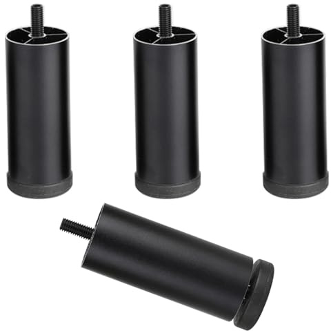 SZLXJMFL Pieds de Meuble 10cm, Lot de 4 Pieds de Table Noir Pied Canapé Réglable Pied de Chaise Aluminum Alloy | Anodisé Pattes Armoire Hauteur: 6-40cm Commode Sièges Casier Wardrobe Etagères 10cm/4