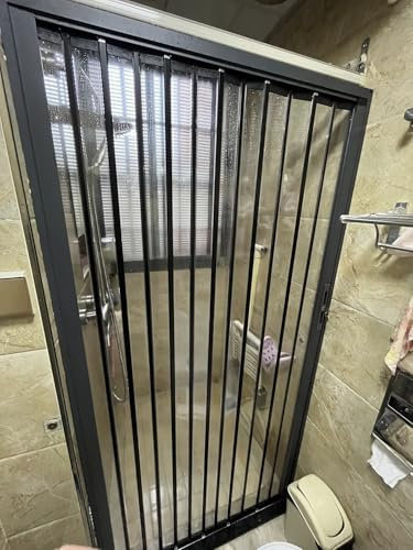 ENHEN Falttür Badezimmer-Falttür mit Klarem Acrylglas, Lamellen-Falttüren 30x80/48x80, Schwarze Falttüren Als Raumteiler(38x40in(96x101cm))