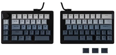 EPOMAKER Split70 Wireless Ergonomic Keyboard with QMK/VIA and Knob, Mechanical Gaming Keyboard with RGB, Hot-Swap, Creamy Linear Switch, PBT Keycap, Mac Modifier, Gasket, 70% Split US Layout (Black)