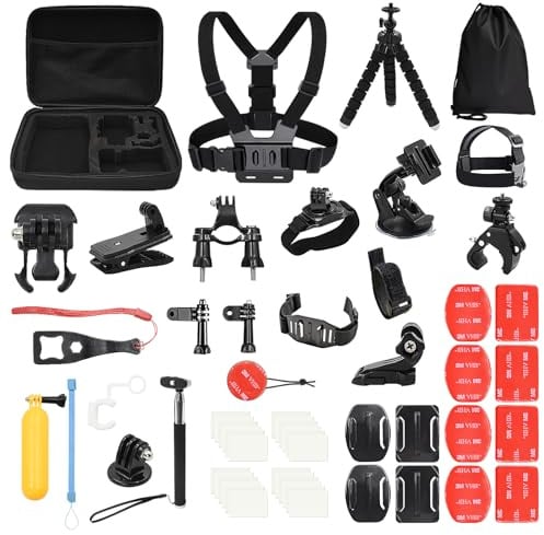 58 in 1 Action Camera Accessory Kit, Compatible for GoPro Hero13 12 11 10 9 8, Hero 5/6/7, Insta 360, DJI Action, DBPOWER, AKASO, VicTsing, APEMAN WiMiUS Rollei QUMOX Lightdow Campark and Sony Sports