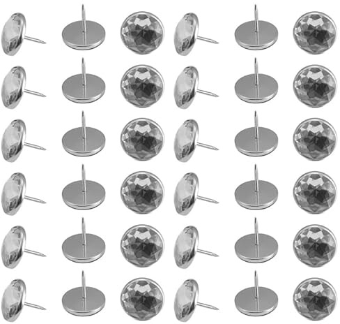 DEARMAMY Lot De 50 Clous Tapissier Cristal Bouton Meuble Décoratif Pour Canapé Chaises Panneaux Muraux Armoires À Vin Accessoires De Meubles Pour Salon Et Décoration Maison 0.90in