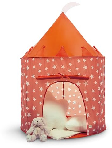 Relsy Orange Play Tent For Kids, Indoor/Outdoor Playhouse Foldable Play Tent For Children & Toddlers, Ball Pit & Garden Toys, Starry Orange Design