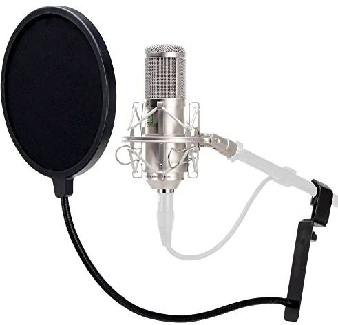 Pronomic CM-100S Studio Großmembranmikrofon XLR-Kondensatormikrofon inkl. Popkiller Set (mit Mikrofonspinne, Etui, Windschutz, Reduziergewinde und Mikro Popschutz) silber