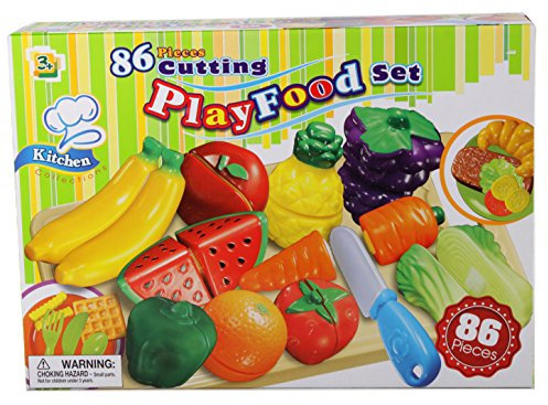 Haberkorn 86 TLG Lebensmittel Set für Spielküche schneidbar Obst Gemüse Snacks