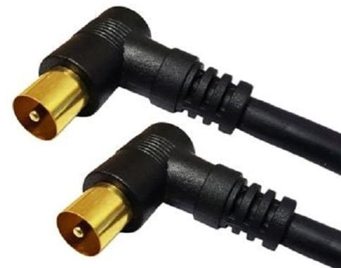 electrosmart Cavo coassiale maschio per antenna TV con connettori placcati oro ad angolo retto a 90 gradi, lunghezza: 1 m/100 cm, colore: nero