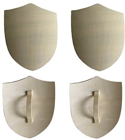 MEIERLE & Söhne 4 Stück Holz Schild Ritterschild aus Holz zum Bemalen Kinder Ritter Prinz König Schwert Schild Karneval Ritter Mittelalter Verkleidung Kostüm Karneval Fasching Kinder Holzschild
