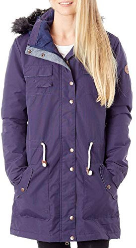 Protest Parka Damenjacke Widley 15 blau Kapuze Zip Fellimitat Taschen (XL)