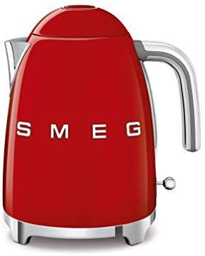 Smeg KLF03RDUS 50's Retro Style Aesthetic Electric Kettle with Embossed Logo Red