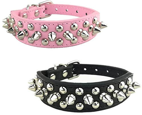 Newtensina 2 Stück Stilvoll Hundehalsband Set Weich Nieten Hundehalsband für Kleine Hunde Mittlere Hunde