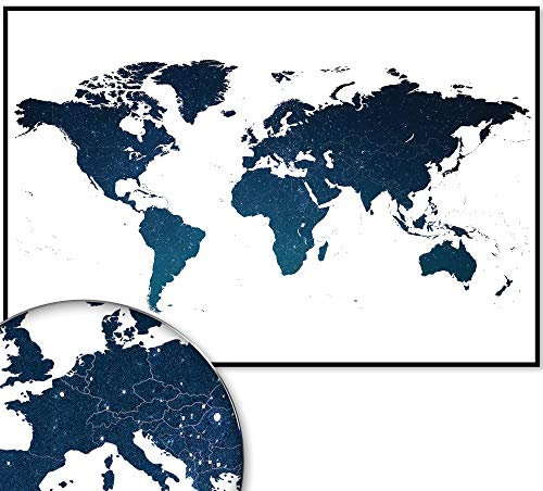 Weltkarte Wanddekoration - Weltkarte Wandbild Design Motiv XXL Poster - Design Style Worldmap (105 x 70 cm) (Galaxy)