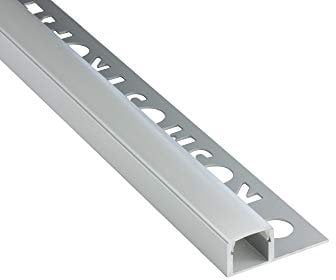 LED Aluprofil T77 silber 10mm Fliesenprofil + Abdeckung Abschlussleiste Bordüre Fliesen für LED-Streifen-Strip 2m opal