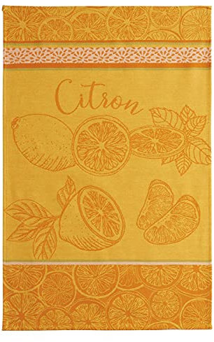 Coucke Zitrone Geschirrtuch Jacquard Citron, Baumwolle, gelb, 50 x 75 cm