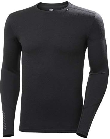 Helly Hansen Men's Lifa Merino Midweight Crew LS Baselayer, Black, Large