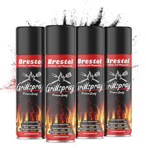 BRESTOL® Trennspray Grill 4x 200 ml - Grillspray mit Antihaftbeschichtung, Trennfett, Vegan, Antihaftspray für BBQ, Pfanne, Ofen & Backformen – geschmacksneutral & ideal für fettfreies Braten & Backen