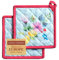 Maison d' Hermine Topflappen 100% Baumwolle Ostern hitzebeständig Set mit 2 Topflappen (20cm x 20cm) Hot Pads mit Schleife zum Grillen, Kochen, Grillen, Jardin D'Ete - Mint – Frühling/Sommer