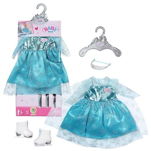 BABY born Eisprinzessin Set aus Puppenkleid, Diadem und Schlittschuhen für 43cm Puppen, 832257 Zapf Creation