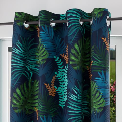 Soleil d'ocre Rideau à Oeillets 135x250 cm AMAZONIE Bleu