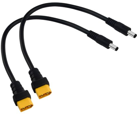 WMYCONGCONG 2 Stück XT60-Adapterkabel, XT60-Stecker auf Stecker, DC 5,5 mm x 2,5 mm, Stromadapterkabel 14AWG für FPV-Monitor, Stromkabel für Drohnen