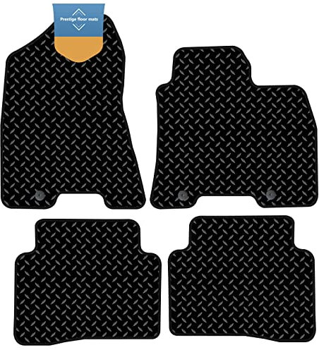 Prestige Fußmatten – maßgeschneiderte Automatten – Hyundai Tucson 2015 – 2020 schwarzer Teppich – rutschfeste Auto-Bodenmatte mit granulierter Rückseite, eingefasst mit schwarzer Stoffbindung, 4 Stück