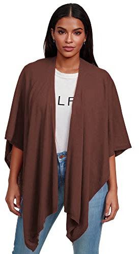 Glamexx24 Damen Poncho Schal Cashmere Feeling Strick Cape Frauen Poncho Cardigan XXL Umhängetuch für Frühling und Herbst Made in Italy