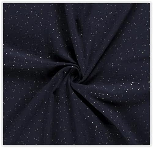 Musselin Punkte Gold Meterware - Doublegauze - Baumwoll Musselin Uni - Windelstoff - Musselinstoff - Babycotton - Ökotex - 25 cm x 130 cm, Farbe: 008 marine