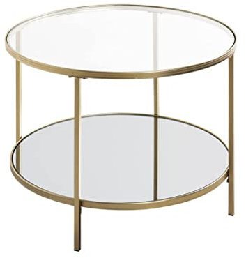 HAKU Möbel Table d'appoint Or, métal, Verre trempé, Miroir - Dim.: H 45 cm x Ø 60 cm, Style: Art Deco